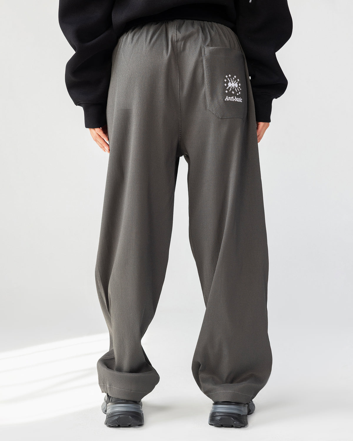 Textured Wide Leg Pants – Gray – Anti Basic streetwear Egypt (photo 11)