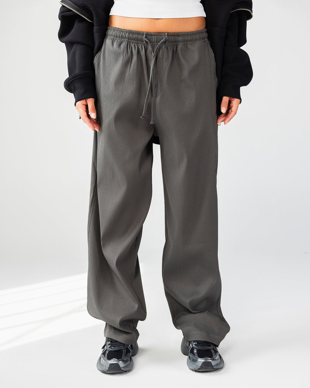 Textured Wide Leg Pants – Gray – Anti Basic streetwear Egypt (photo 12)