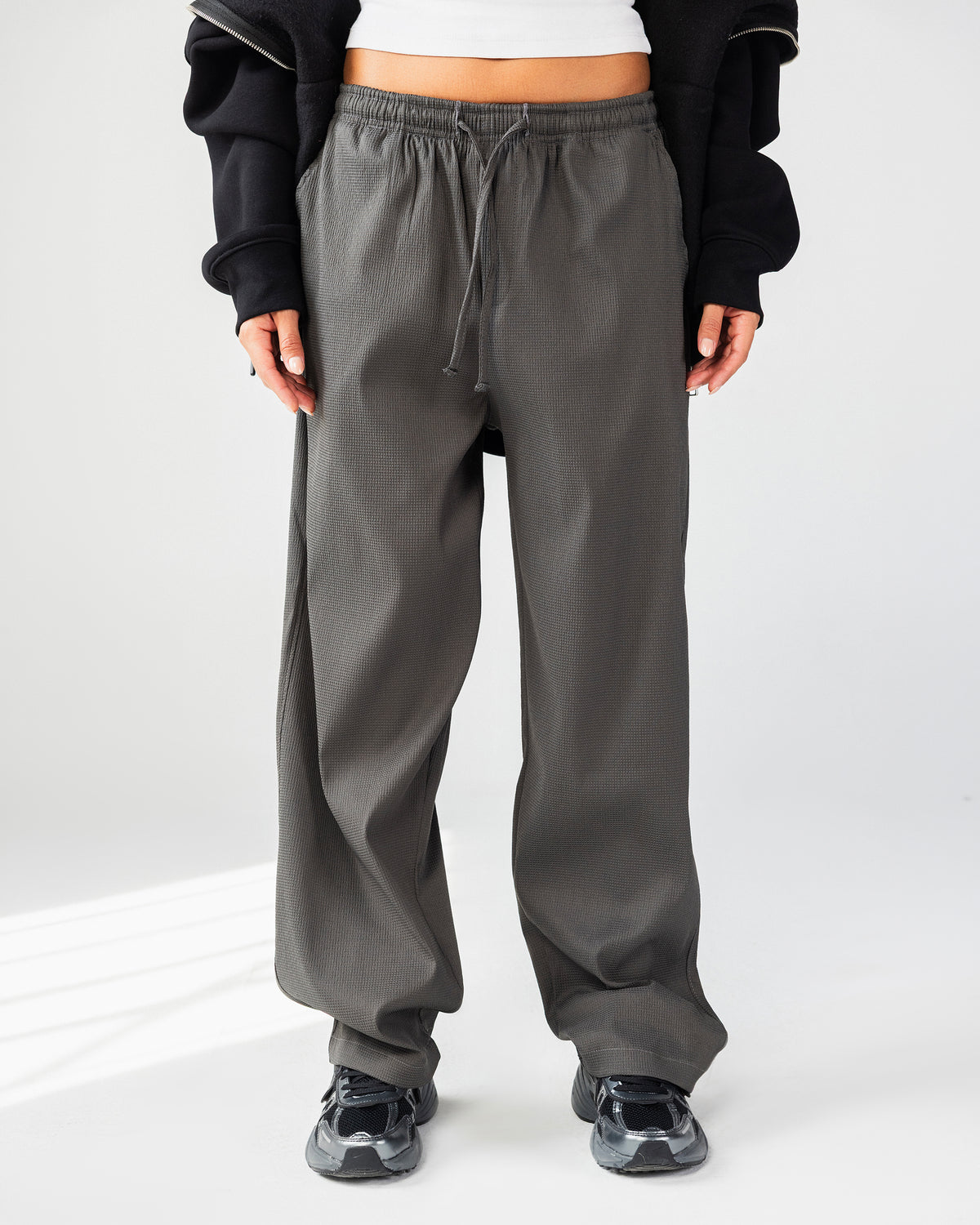 Textured Wide Leg Pants – Gray – Anti Basic streetwear Egypt (photo 12)