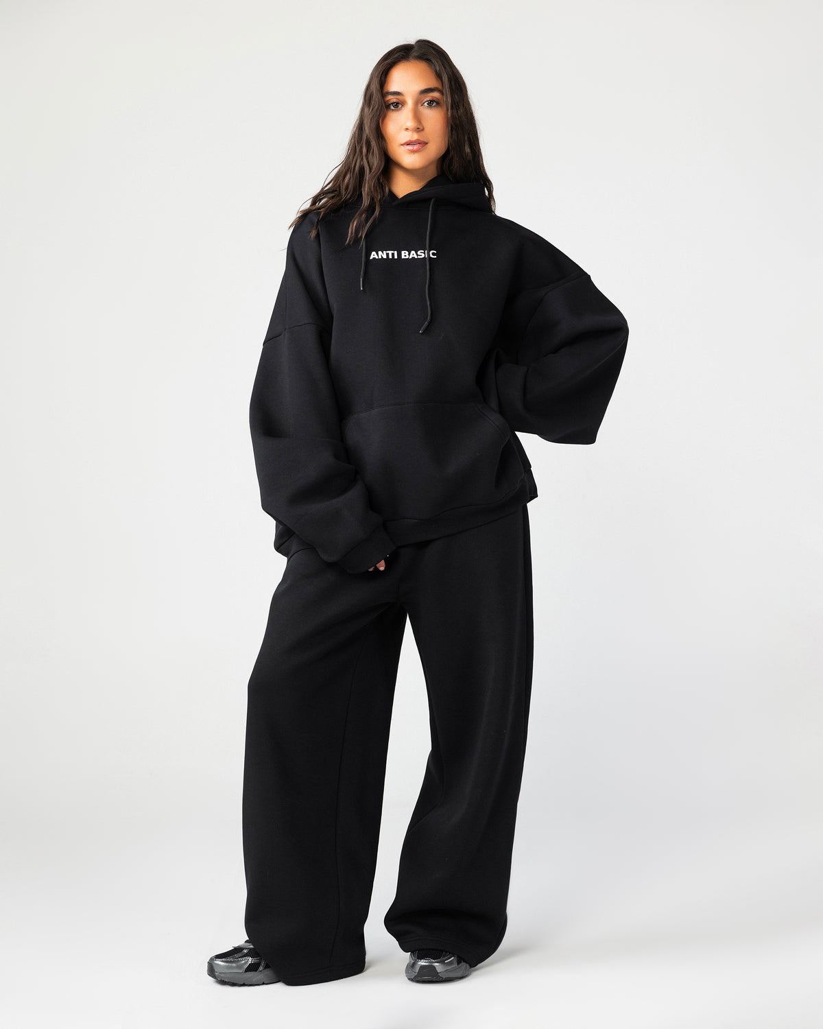 Unisex Relaxed Melton Set – Black – Anti Basic streetwear Egypt (photo 1)