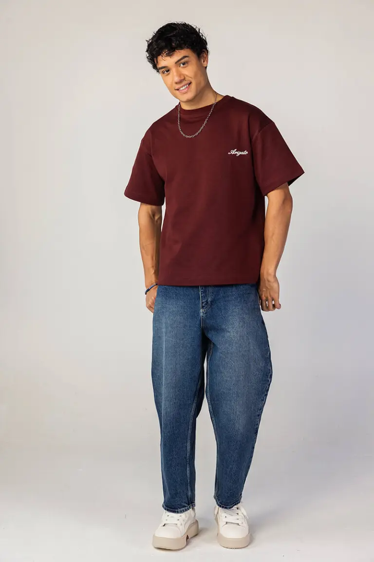 Arigato Oversize T Shirt Burgandy1 scaled