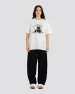 Cat Print Oversize T-Shirt – White – Anti Basic streetwear Egypt