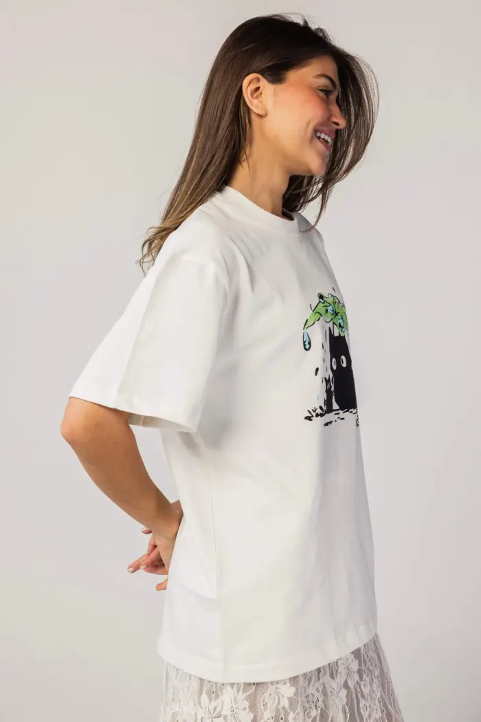 Cat Print Oversize T-Shirt - Image 3