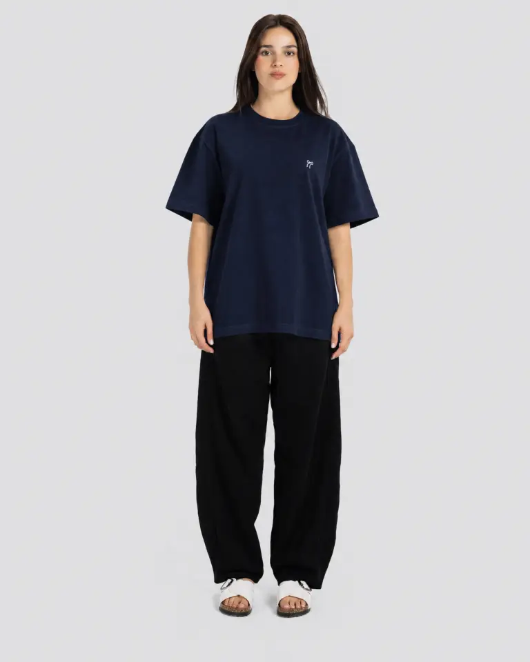 Ribbon Bow Oversize T-Shirt – Navy – Anti Basic streetwear Egypt