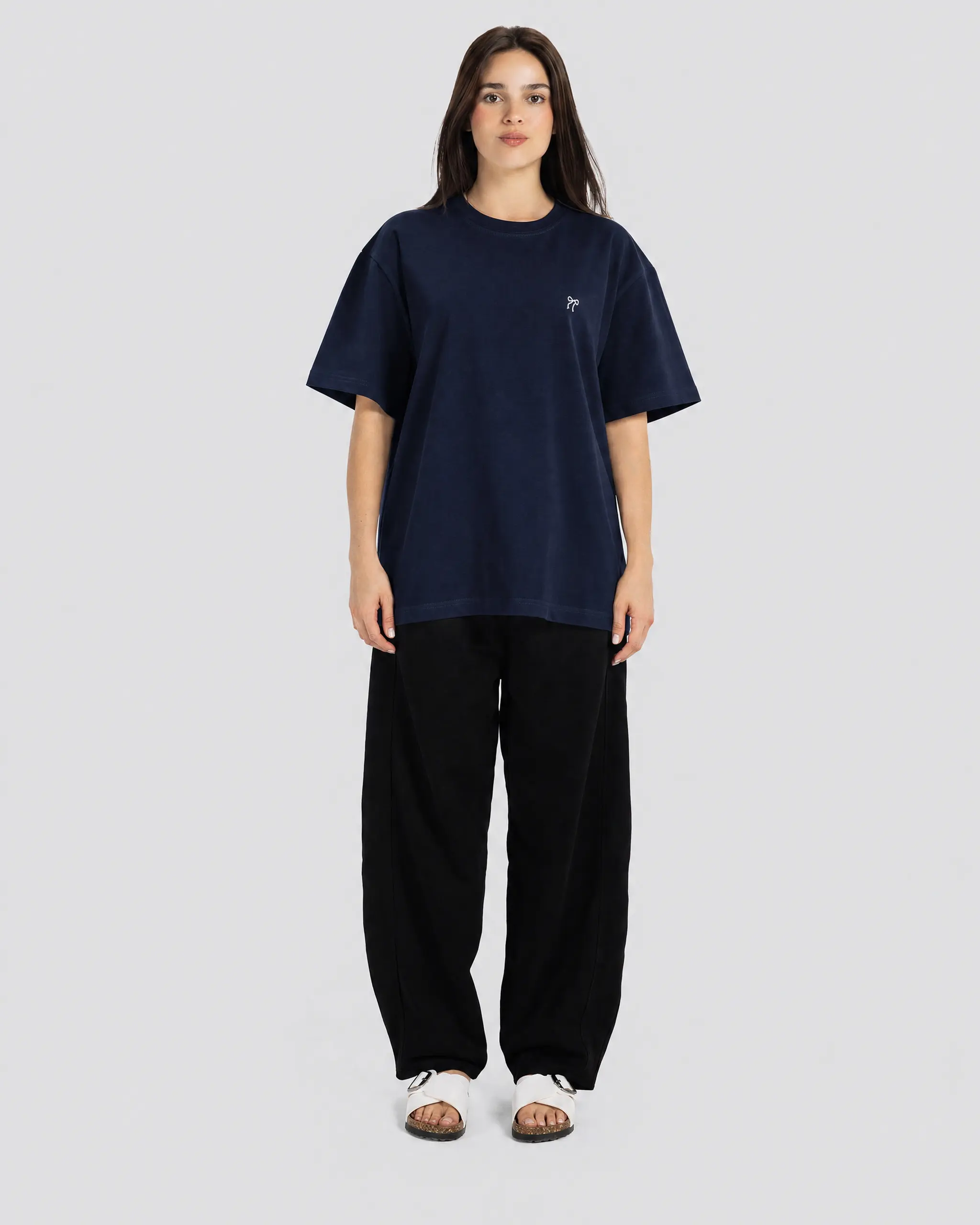 Ribbon Bow Oversize T-Shirt1 Ribbon Bow Oversize T-Shirt – Navy – Anti Basic streetwear Egypt