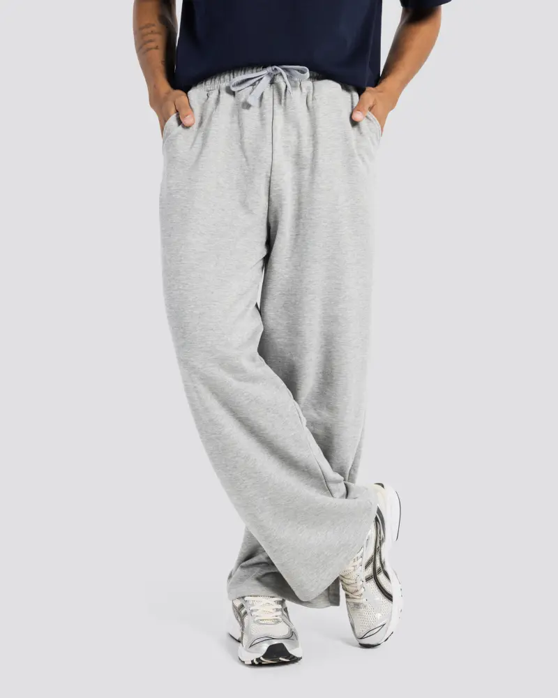 Wide-Leg Sweat Pants – Gray – Anti Basic streetwear Egypt (photo 2)