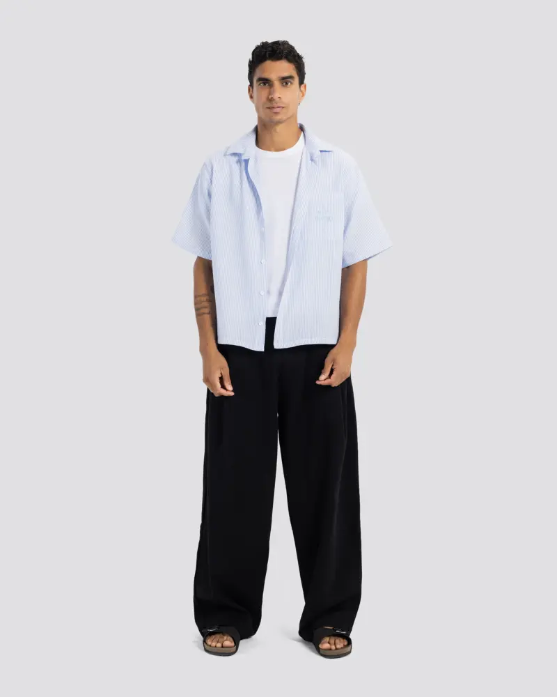 Boxy Embroidered Shirt – Baby Blue – Anti Basic streetwear Egypt