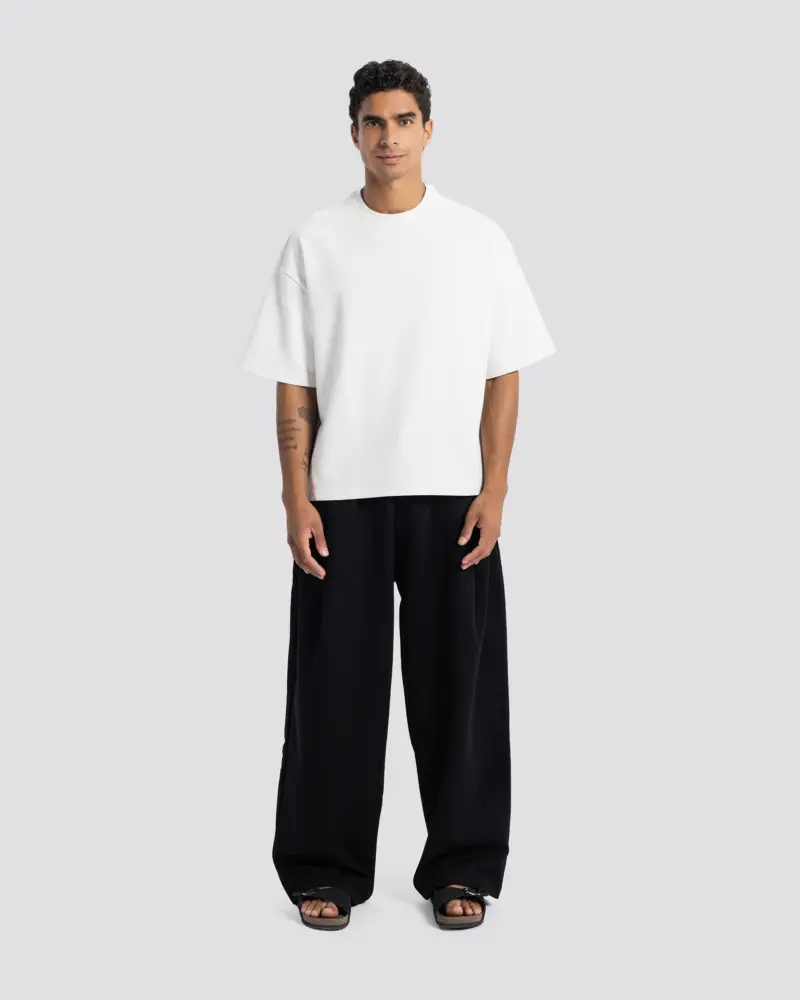 Boxy-Fit Stitched T-Shirt – Off White – Anti Basic streetwear Egypt (photo 1)
