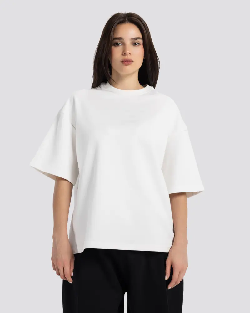 Boxy-Fit Stitched T-Shirt – Off White – Anti Basic streetwear Egypt (photo 10)