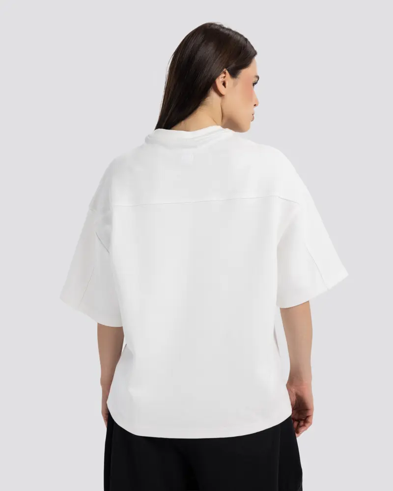 Boxy-Fit Stitched T-Shirt – Off White – Anti Basic streetwear Egypt (photo 8)