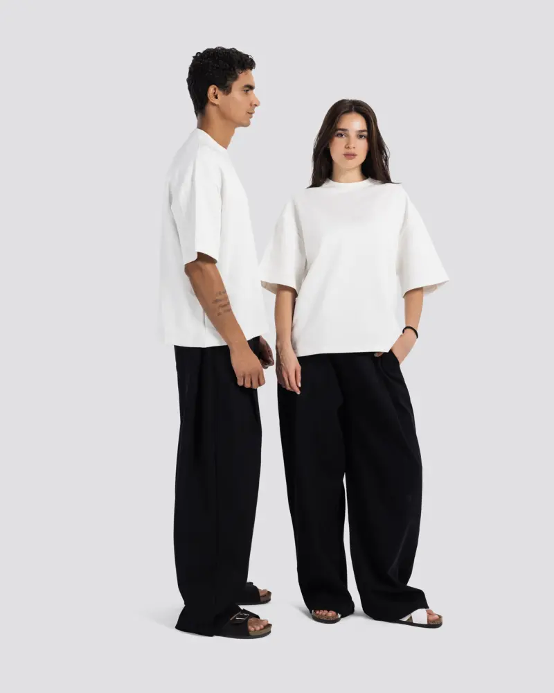 Boxy-Fit Stitched T-Shirt – Off White – Anti Basic streetwear Egypt (photo 13)