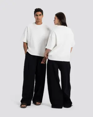 Boxy-Fit Stitched T-Shirt – Off White – Anti Basic streetwear Egypt