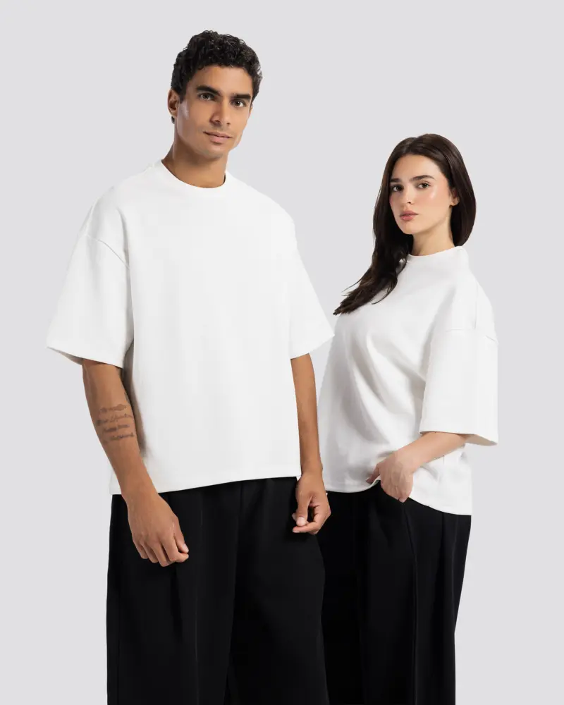 Boxy-Fit Stitched T-Shirt – Off White – Anti Basic streetwear Egypt (photo 12)