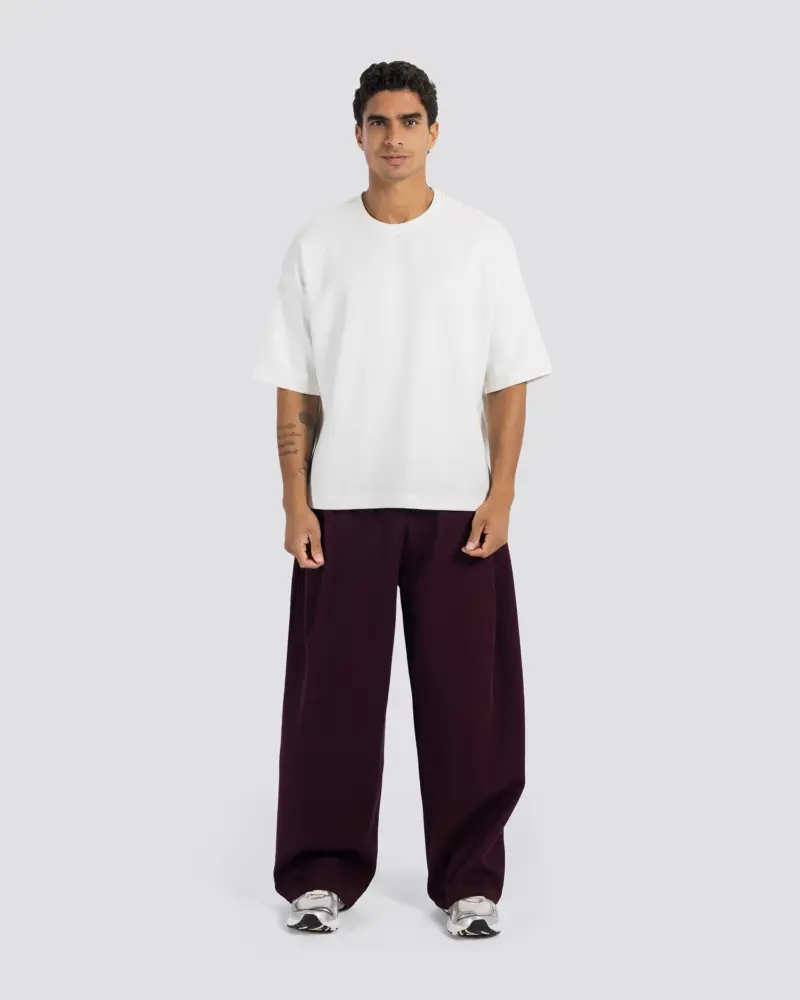 Cotton Two-Tuck Pants – Burgundy – Anti Basic streetwear Egypt (photo 1)