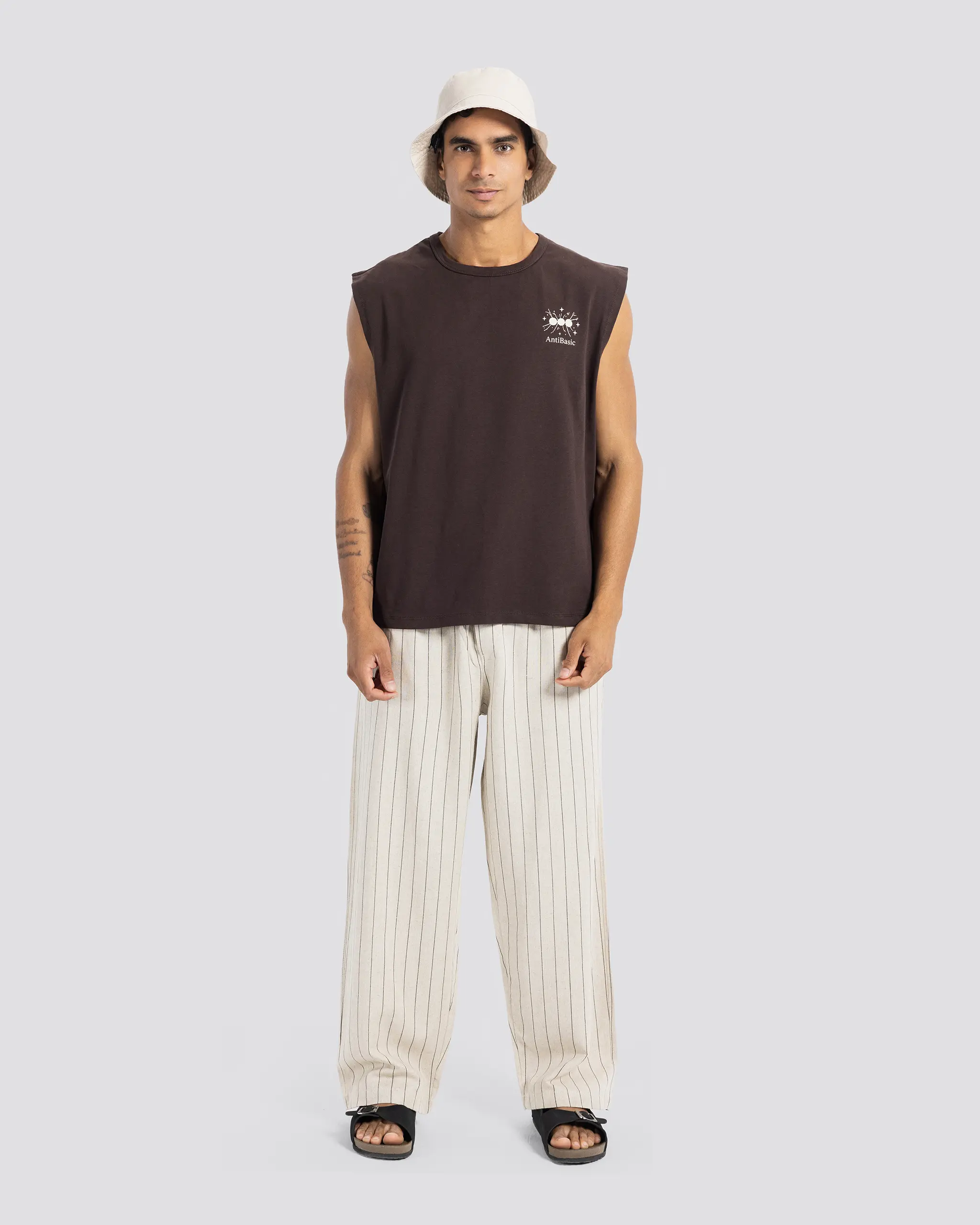 Lightweight Printed Tank Brown1 Lightweight Printed Tank – Brown – Anti Basic streetwear Egypt