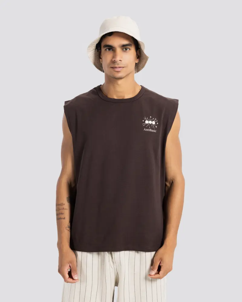 Lightweight Printed Tank – Brown – Anti Basic streetwear Egypt (photo 5)