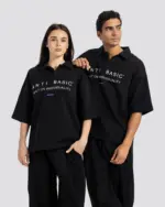 Printed Short-Sleeve Polo Shirt – Black – Anti Basic streetwear Egypt