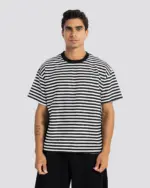 Relaxed Fit Striped T-Shirt – White – Anti Basic streetwear Egypt (photo 8)