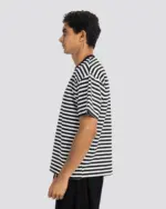 Relaxed Fit Striped T-Shirt – White – Anti Basic streetwear Egypt (photo 2)