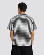 Relaxed Fit Striped T-Shirt – White – Anti Basic streetwear Egypt (photo 3)