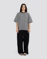 Relaxed Fit Striped T-Shirt – White – Anti Basic streetwear Egypt (photo 5)