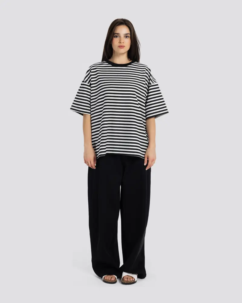 Relaxed Fit Striped T-Shirt – White – Anti Basic streetwear Egypt (photo 5)