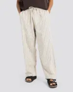 Wide-leg striped linen trousers – Beige – Anti Basic streetwear Egypt